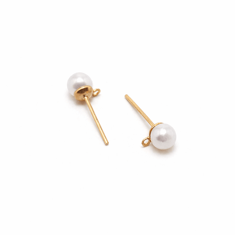 Ear studs With Acrylic Pearl - Gold-plated (17x6.5mm) - Uniq Perler - 117428
