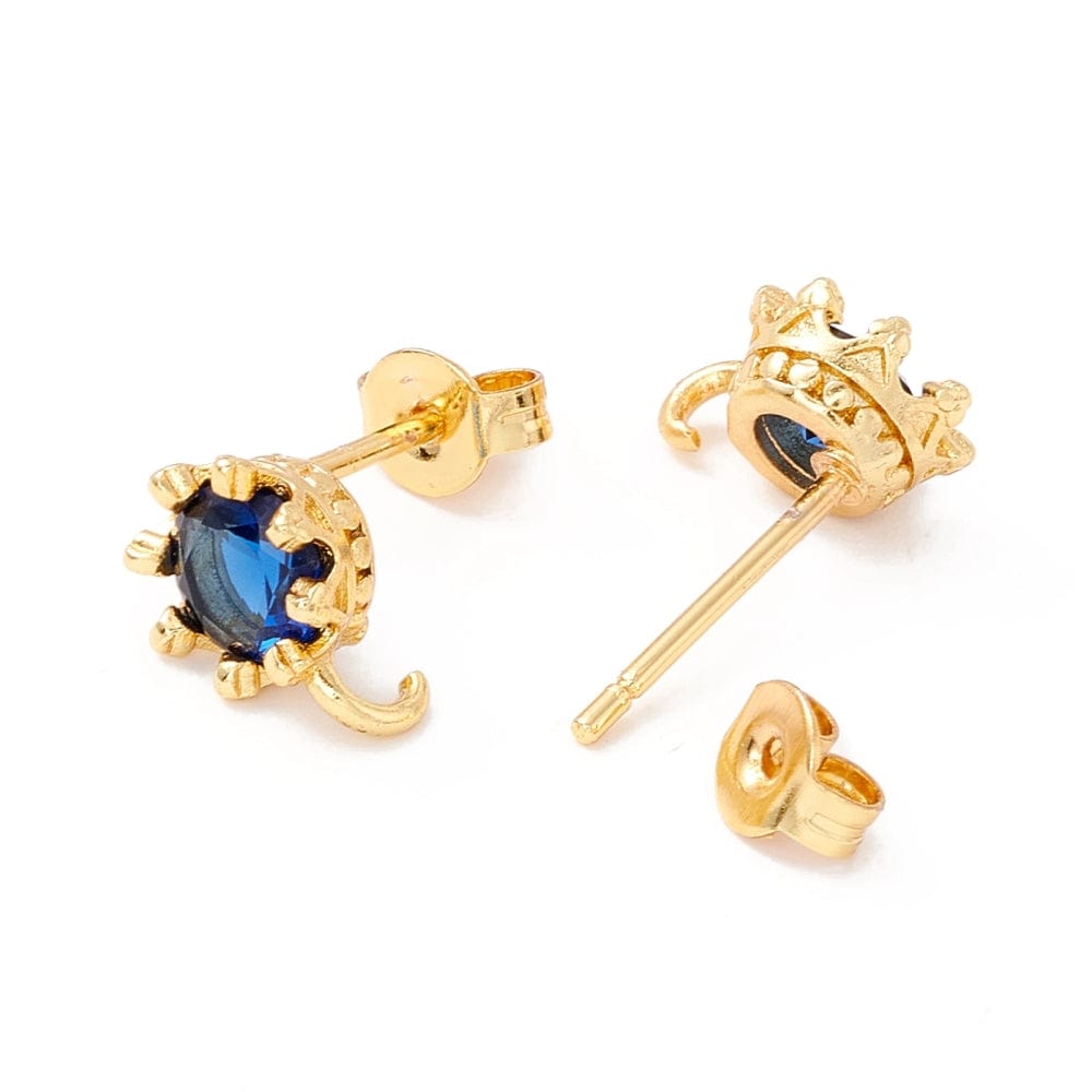 Ørestikkere Med Blå Zirkonia Sten - 18K Forgyldt (9x7mm) - Uniq Perler - 115719