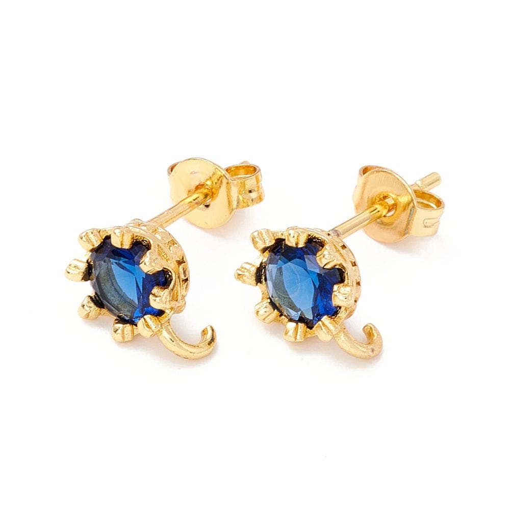 Ørestikkere Med Blå Zirkonia Sten - 18K Forgyldt (9x7mm) - Uniq Perler - 115719