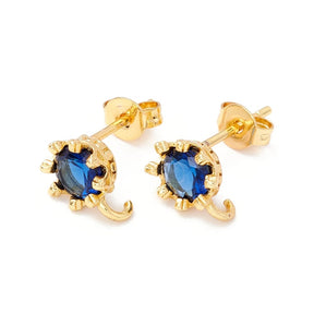 Ørestikkere Med Blå Zirkonia Sten - 18K Forgyldt (9x7mm) - Uniq Perler - 115719
