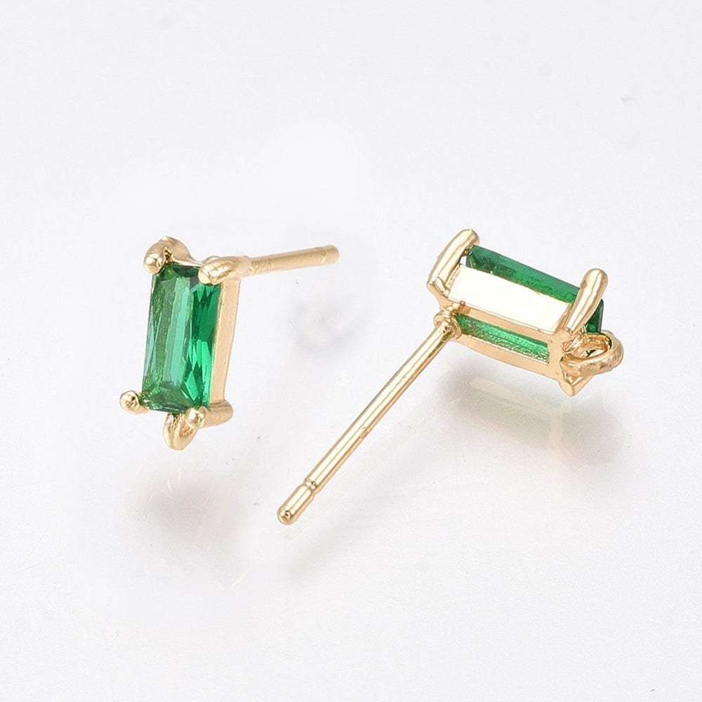 Ørestikkere Med Grøn Zirkonia Sten, 18K Forgyldt, 8,5x4mm - Uniq Perler - 112078