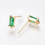 Ørestikkere Med Grøn Zirkonia Sten, 18K Forgyldt, 8,5x4mm - Uniq Perler - 112078