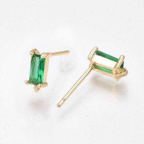 Ørestikkere Med Grøn Zirkonia Sten, 18K Forgyldt, 8,5x4mm - Uniq Perler - 112078