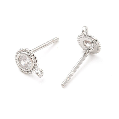 Ørestikkere Med Klar Zirkonia Sten, Platinium, (7,5x5,5mm) - Uniq Perler - 7890