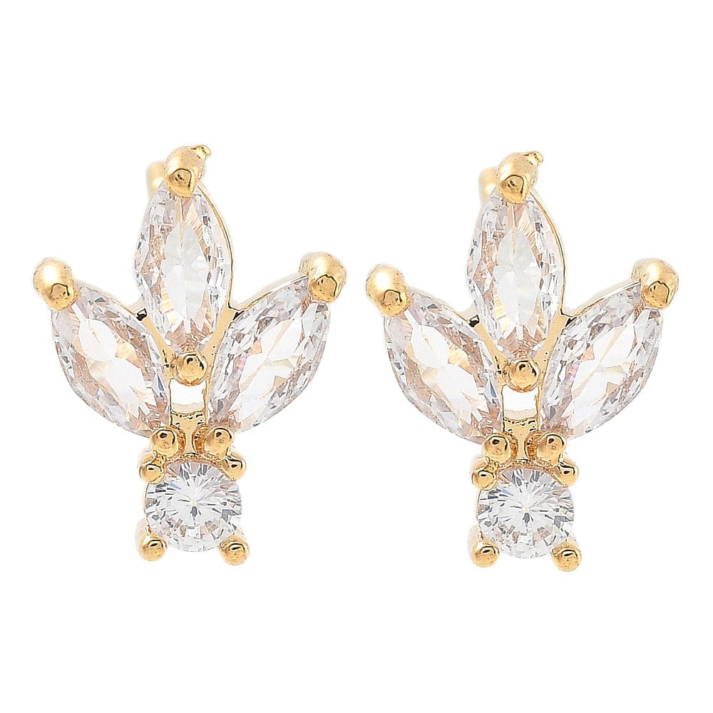 Ørestikkere Med Klare Zirkonia Sten, 18K Forgyldt, (11x8mm) - Uniq Perler - 019844