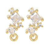 Ørestikkere Med Klare Zirkonia Sten, 18K Forgyldt, (6,5x10,5mm) - Uniq Perler - 027845