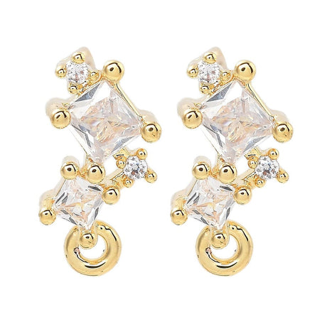 Ørestikkere Med Klare Zirkonia Sten, 18K Forgyldt, (6,5x10,5mm) - Uniq Perler - 027845