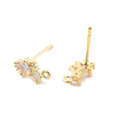 Ørestikkere Med Klare Zirkonia Sten, 18K Forgyldt, (6,5x10,5mm) - Uniq Perler - 027845