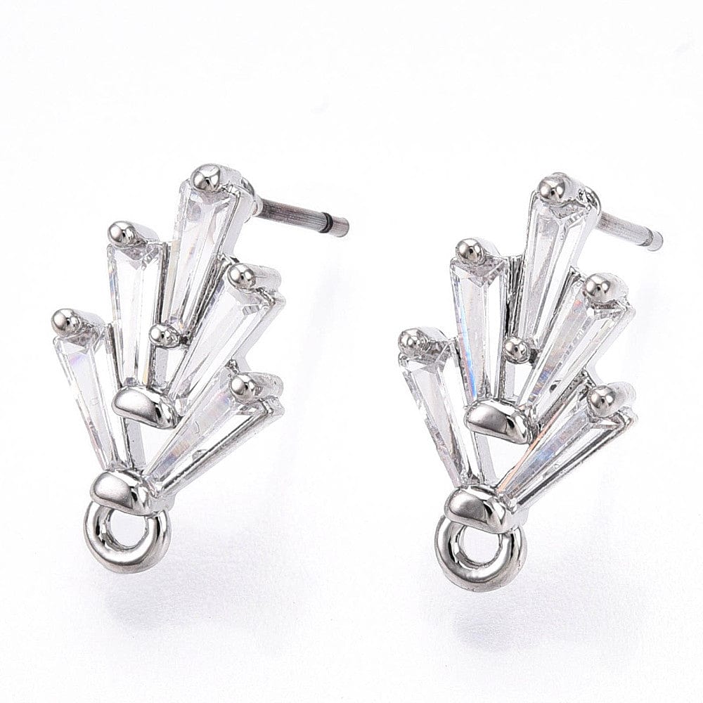 Ørestikkere Med Klare Zirkonia Sten, Platin Farvet,(14x8mm) - Uniq Perler - 114534