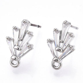 Ørestikkere Med Klare Zirkonia Sten, Platin Farvet,(14x8mm) - Uniq Perler - 114534