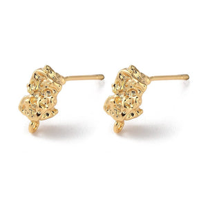 Ohrstecker mit gewellter Oberfläche, 18K Vergoldet Messing, (12x6mm) - Uniq Perler - 111816