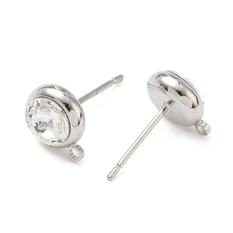 Ørestikkere Med Øje – Klar Rhinsten, Platinbelagt Messing (10x8mm) - Uniq Perler - 117437