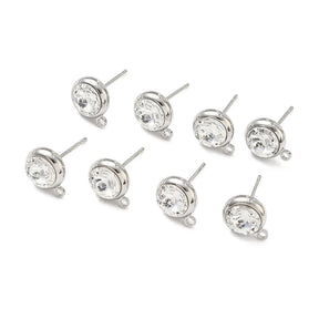 Ohrstecker mit Auge – Klare Strasssteine, platinbeschichtetes Messing (10x8mm) - Uniq Perler - 117437