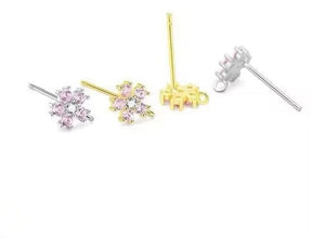 Ohrstecker mit rosa Zirkonia-Steinen, Sterling Silber 925, 6,5mm - Uniq Perler - 112493