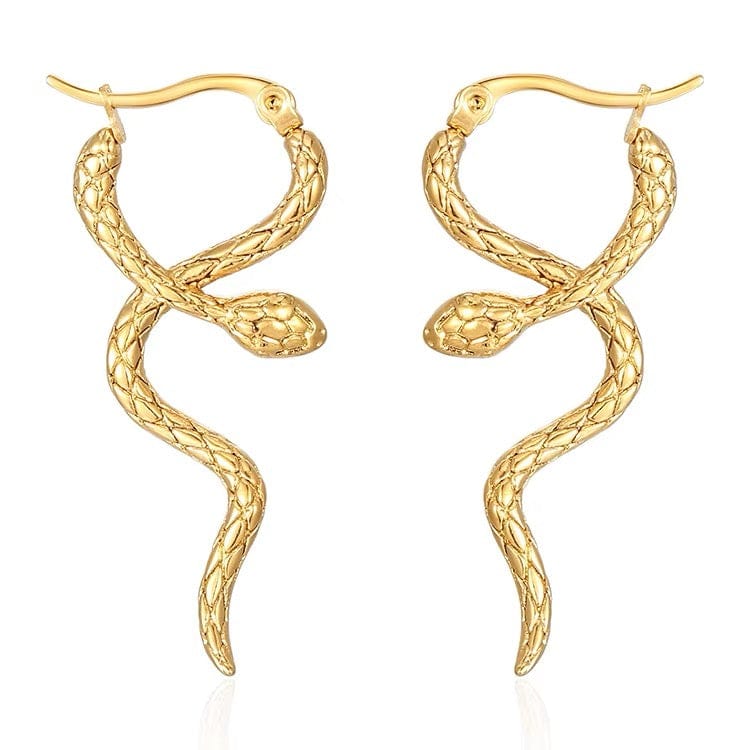 Ørestikkere med Slange Design – Vandfast Forgyldt Stål (Par) - Uniq Perler - 116063