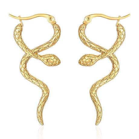 Ørestikkere med Slange Design – Vandfast Forgyldt Stål (Par) - Uniq Perler - 116063