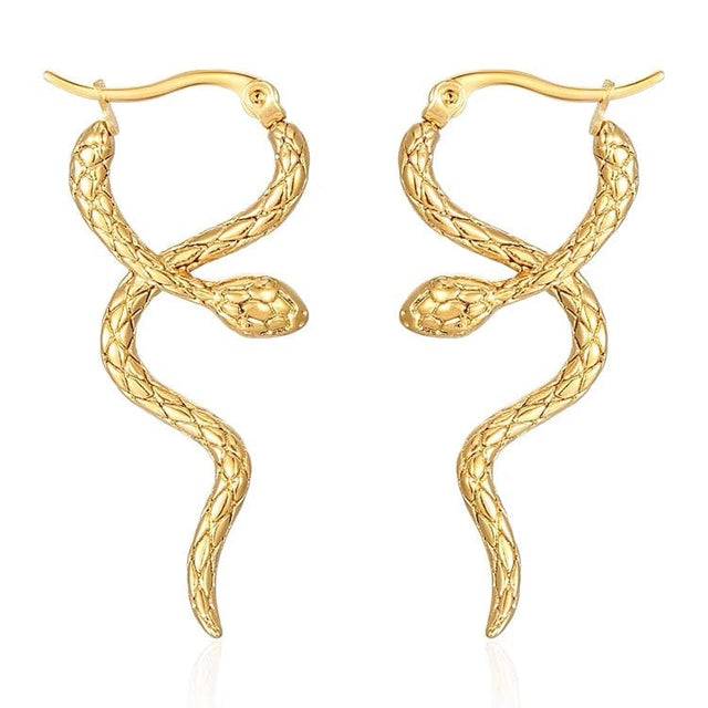 Ørestikkere med Slange Design – Vandfast Forgyldt Stål (Par) - Uniq Perler - 116063