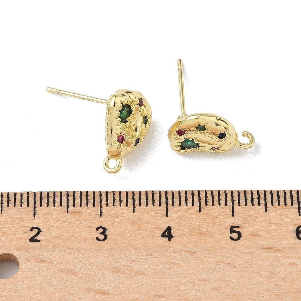 Ørestikkere Med Violet Zirkonia – Grøn, Langtidsholdbar Forgyldning (13,5x10mm) - Uniq Perler - 115964