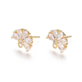 Ear studs With Zirconia Stones, 18K Gold-plated - Uniq Perler - 111911