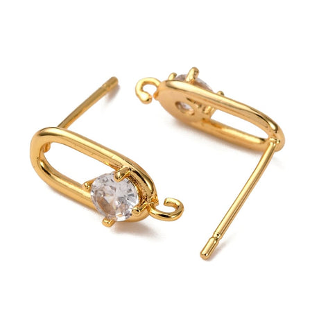 Ørestikkere Med Zirkonia Sten, 18K Langtidsholdbar Forgyldt (14x6mm) - Uniq Perler - 115677