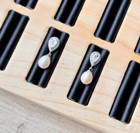 Ørestikkere Med Zirkonia Sten Til Top/Anboret Perle - Uniq Perler - 1111490212