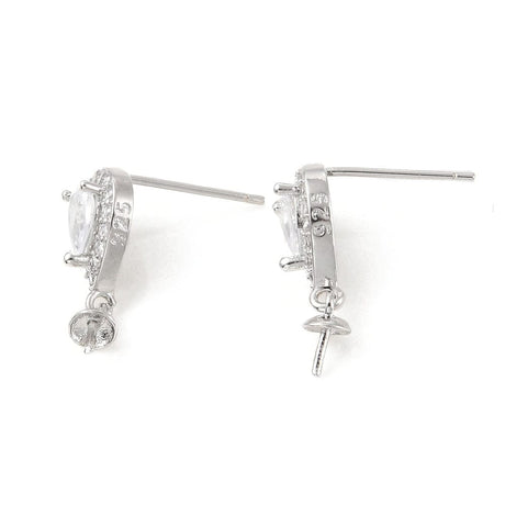 Ørestikkere Med Zirkonia Sten Til Top/Anboret Perle - Uniq Perler - 1111490212