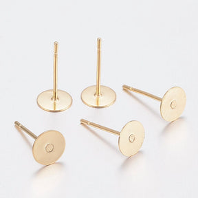 Stecker zum Aufkleben, Vergoldet Stahl, 6mm, (50 Paar) - Uniq Perler - 1111489828