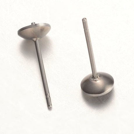 Ørestikkere Til Top/Anboret Perler, Stål, 4,5 mm, 10 par - Uniq Perler - 113446