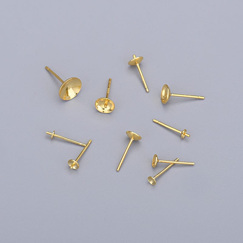 Ørestikkere Til Topboret/Anboret Perler, Forgyldt Sterling Sølv 925, (5mm) - Uniq Perler - 006244