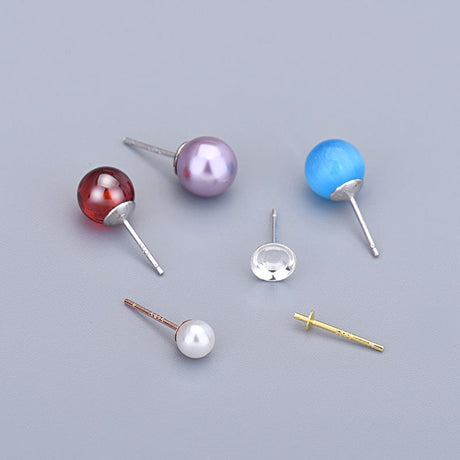 Ørestikkere Til Topboret/Anboret Perler, Forgyldt Sterling Sølv 925, (5mm) - Uniq Perler - 006244