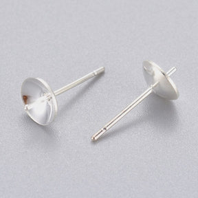 Ohrstecker für Topf- / Anbohrperlen, versilberter Stahl, 5,5x13,5x6mm, 10 Stück - Uniq Perler - 111848