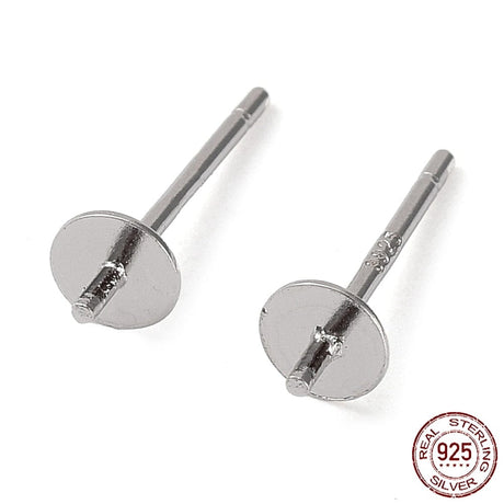 Ørestikkere Til Topboret/Anboret Perler, Sterling Sølv 925, 12,5x4mm, 1 Par - Uniq Perler - 62478