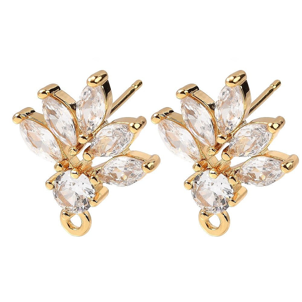 Ørestikkere, zirkonia, Langtidsholdbar 18K Guldbelagt (15.5x18.5mm) - Uniq Perler - 