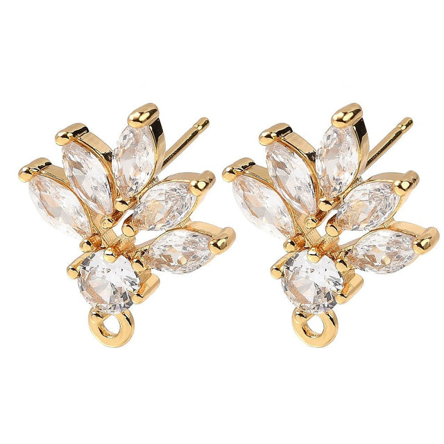 Ørestikkere, zirkonia, Langtidsholdbar 18K Guldbelagt (15.5x18.5mm) - Uniq Perler - 