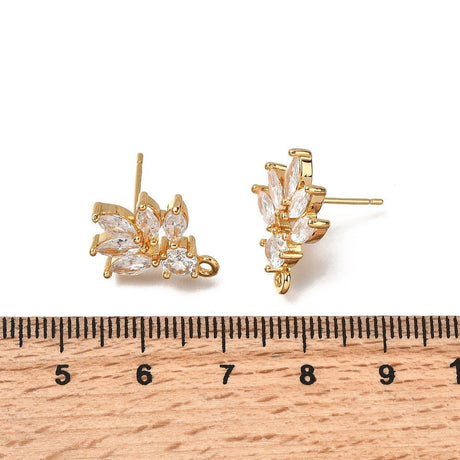 Ørestikkere, zirkonia, Langtidsholdbar 18K Guldbelagt (15.5x18.5mm) - Uniq Perler - 