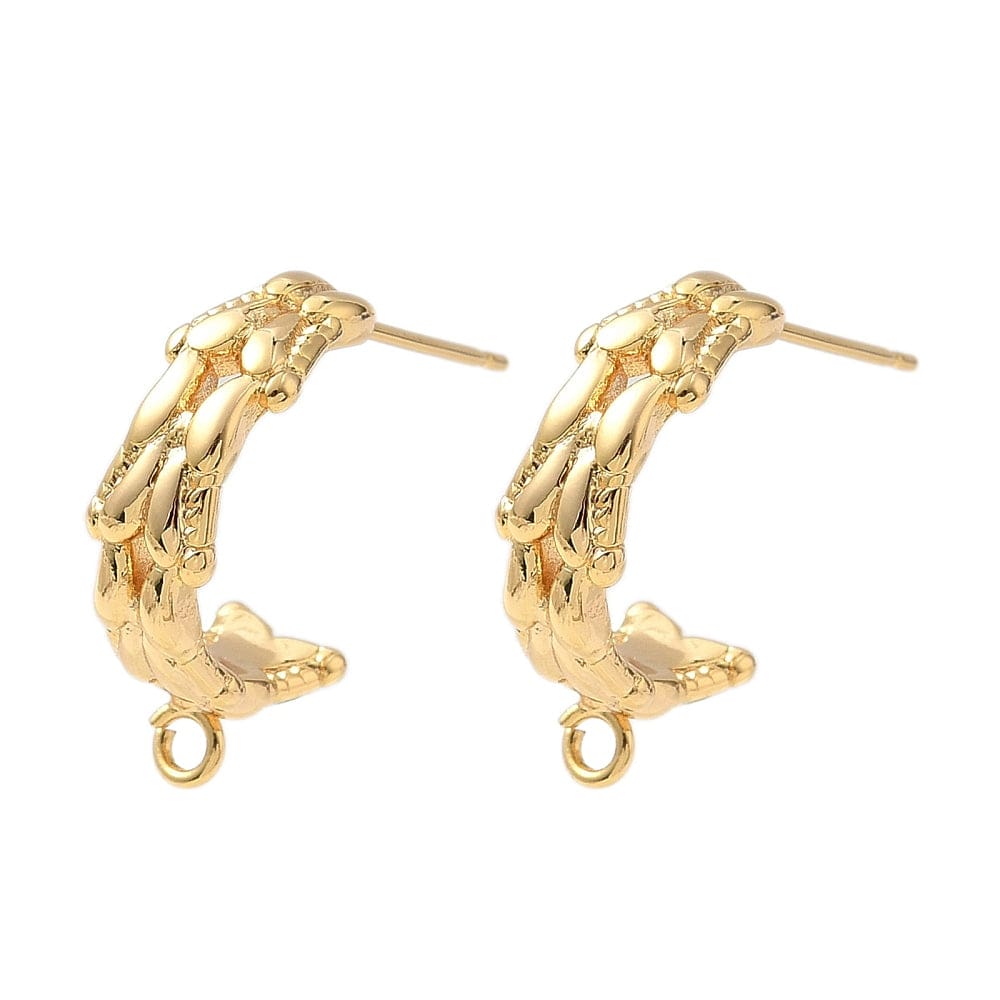 Ørestikkere/Creol– C - Form, Forgyldt Messing (19,5mm) - Uniq Perler - 115684