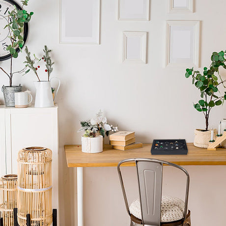 Ørestikker/Ring Display med klar top – Rektangulær (Sort, 215x137x32mm) - Uniq Perler - 