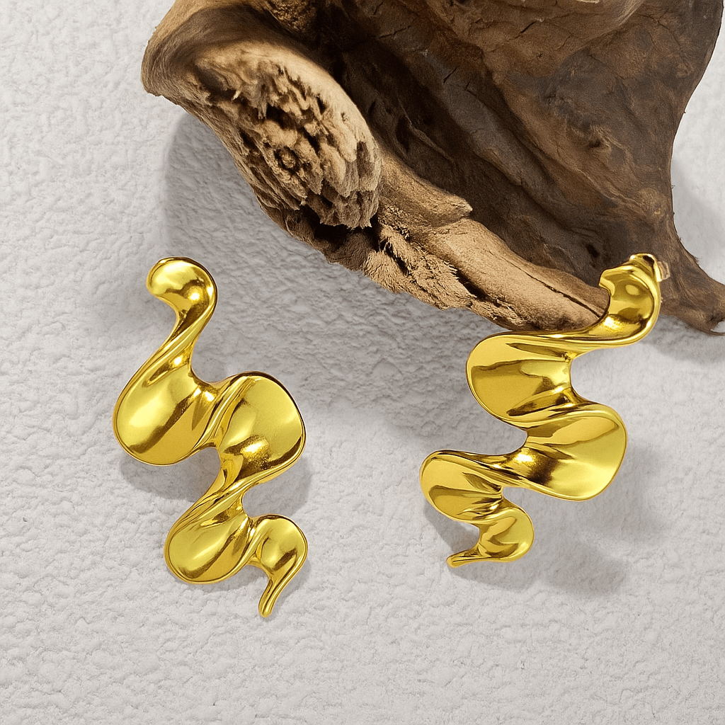 Organisk Design – Vandfast Forgyldt Stål (Par) - Uniq Perler - 56788