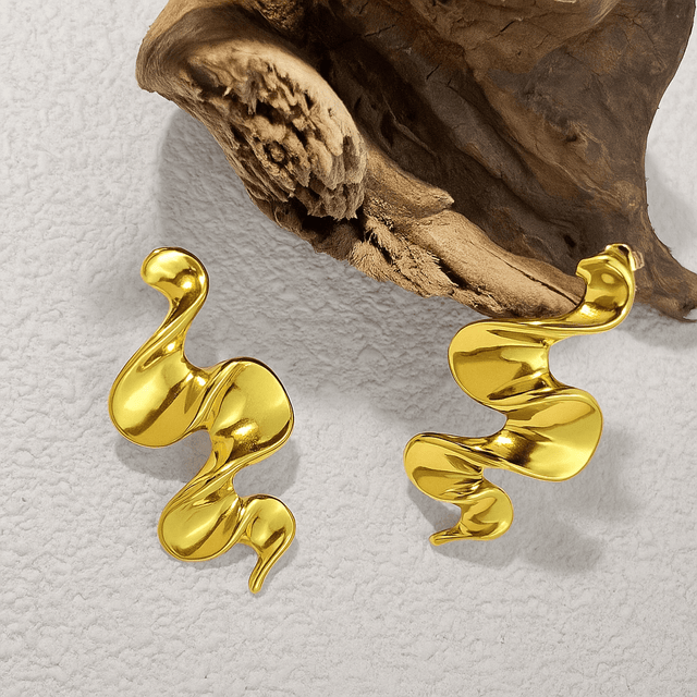 Organisk Design – Vandfast Forgyldt Stål (Par) - Uniq Perler - 56788