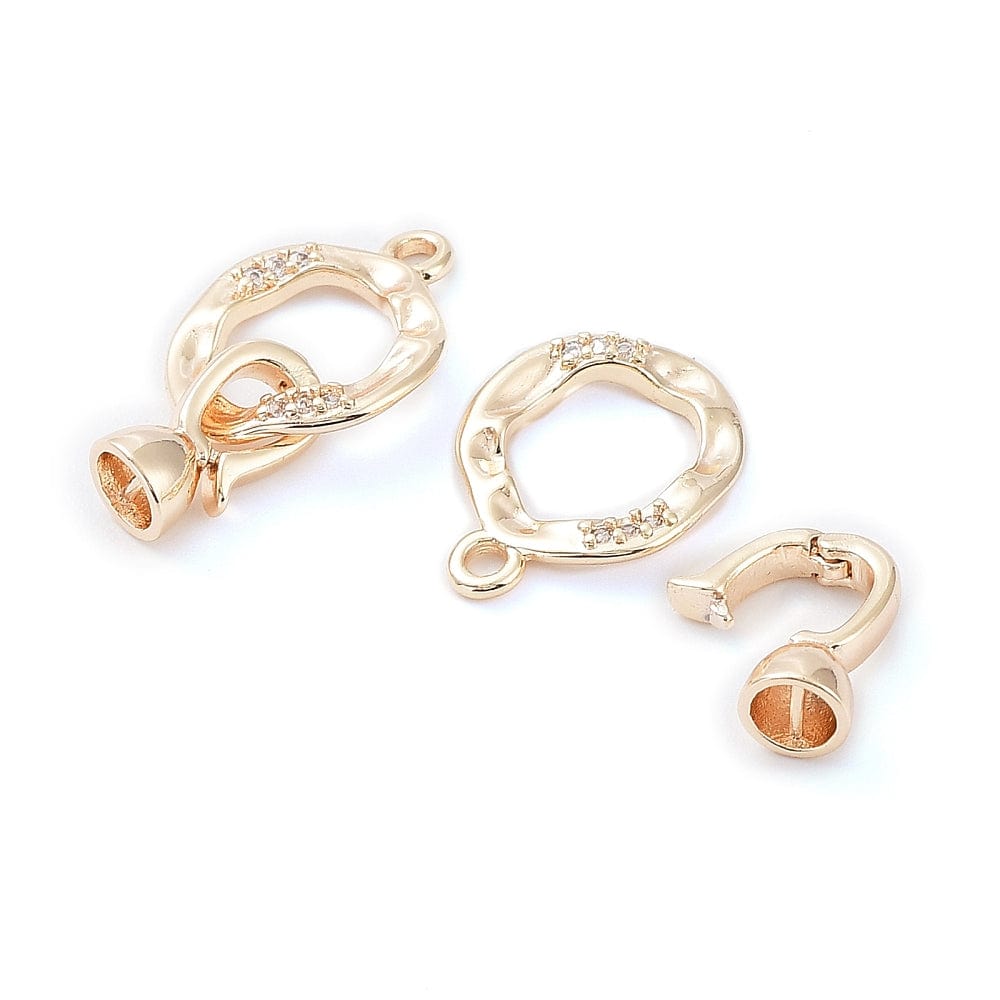 Organisk Fold Over Lås, 18K Langtidsholdbar Forgyldt, 24x13mm - Uniq Perler - 111601