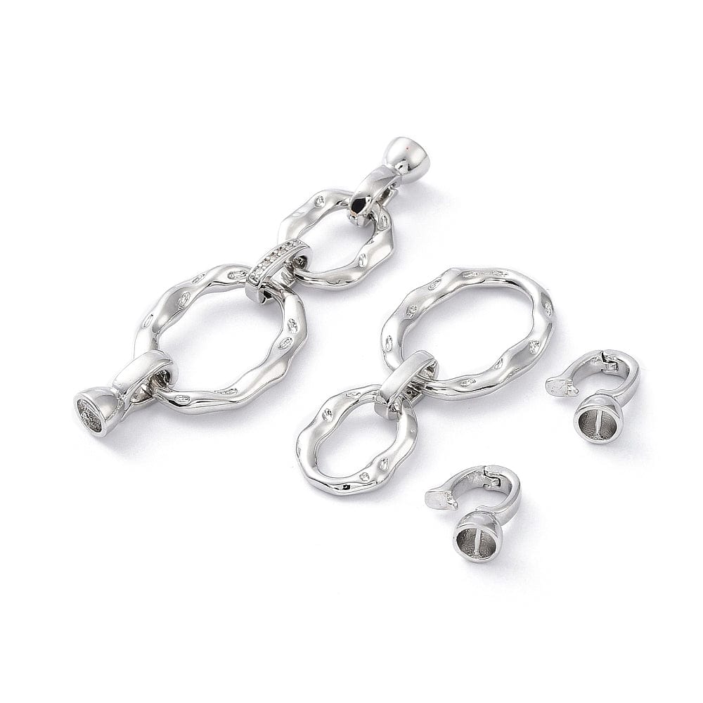 Organisk Fold Over Lås Med Zirkonia, Langtidsholdbar Platin Belagt, (54x16mm) - Uniq Perler - 0001489279