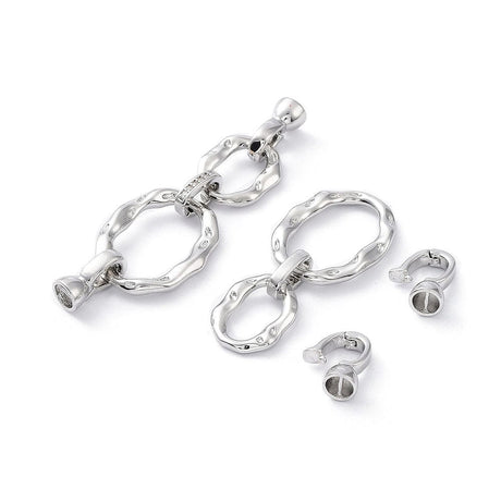 Organisk Fold Over Lås Med Zirkonia, Langtidsholdbar Platin Belagt, (54x16mm) - Uniq Perler - 0001489279