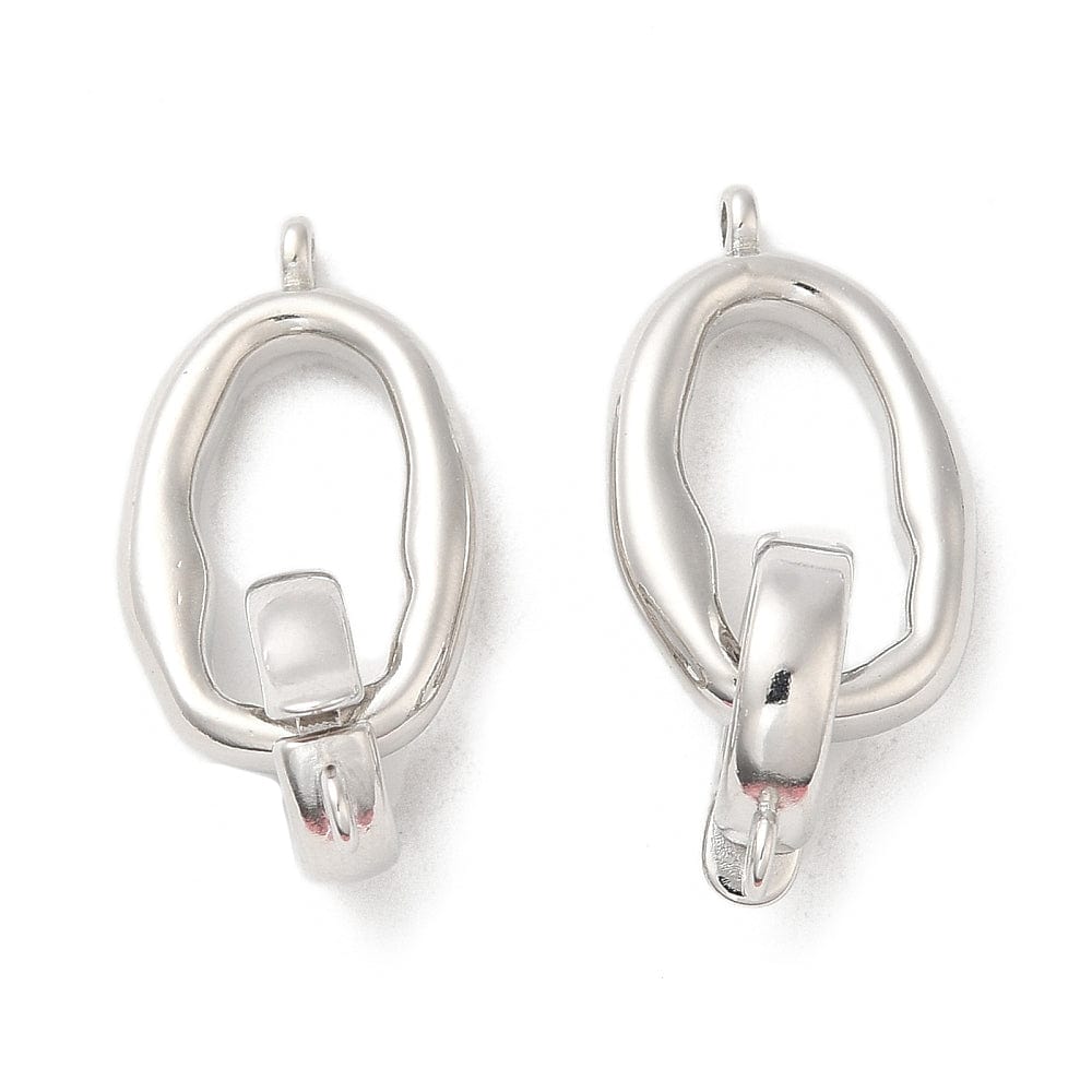 Organisk Fold Over Lås, Platinium Farvet Messing, 31,5mm - Uniq Perler - 111619