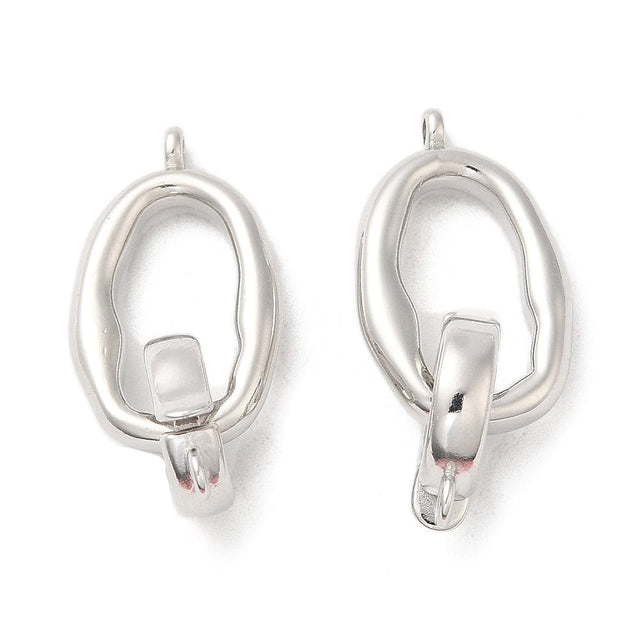 Organisk Fold Over Lås, Platinium Farvet Messing, 31,5mm - Uniq Perler - 111619