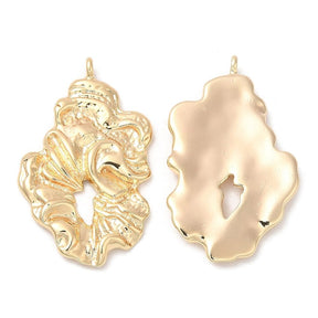 Organic Pendant, 18K Gold-plated, 26x15mm - Uniq Perler - 112915