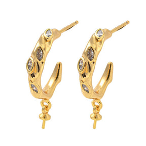 Organic Hoops - For Top-drilled Pearl, Long-Lasting Gold Plated (25x4mm) - Uniq Perler - 425457