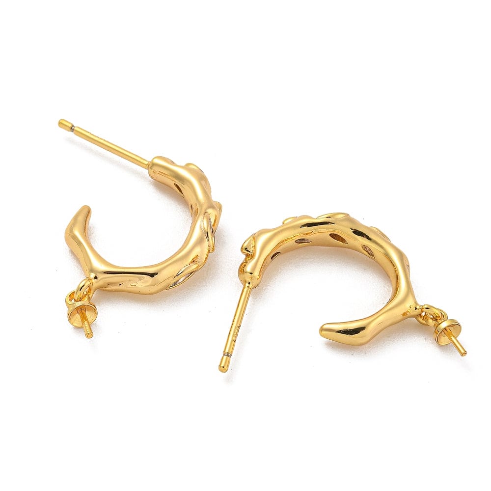 Organiske Creoler - Til Anboret Perle, Langtidsholdbar Forgyldt (25x4mm) - Uniq Perler - 425457