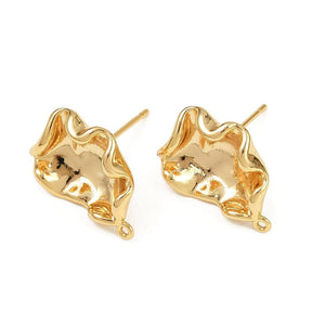 Organische Ohrstecker - 18K langlebig Vergoldet (15x18mm) - Uniq Perler - 115274