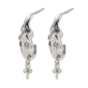 Organische Ohrstecker mit Stein für gebohrte Perle, langlebig platinbeschichtet, (28x6mm) - Uniq Perler - 113680
