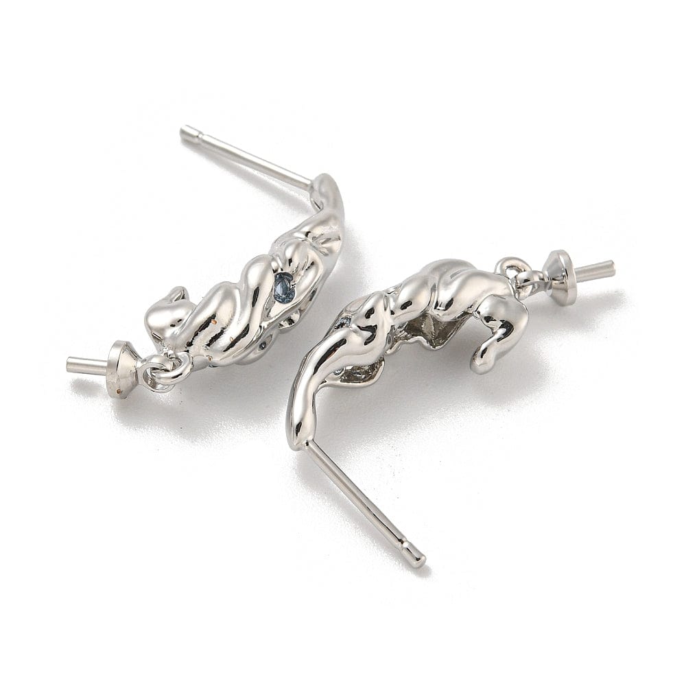 Organiske Ørestikkere Med Sten Til Anboret Perle, Langtidsholdbar Platin Belagt, (28x6mm) - Uniq Perler - 113680